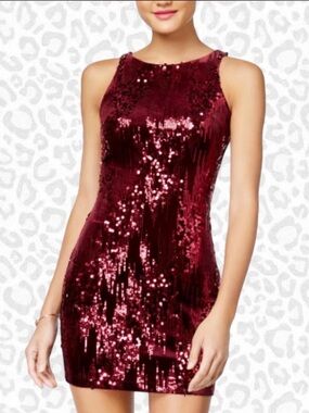 Emerald Sundae Burgundy Sequin Mini Dress – XS